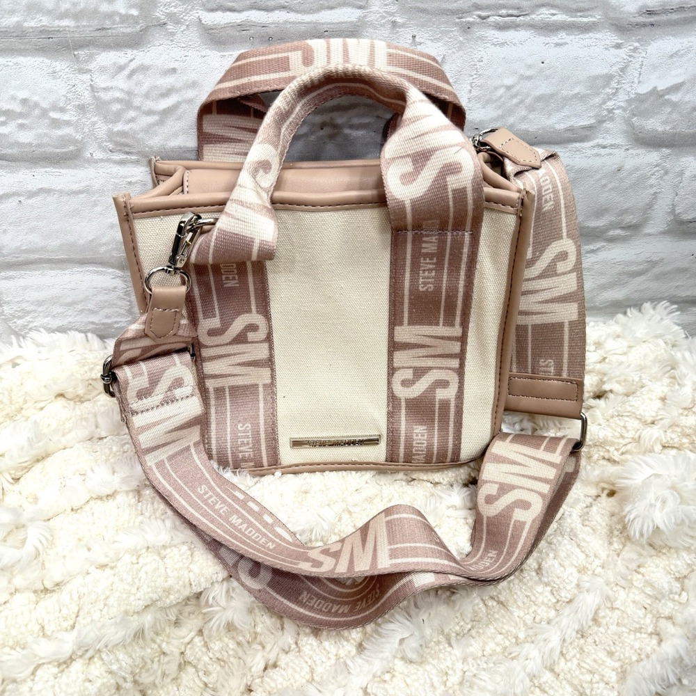 STEVE MADDEN Bwebber Purse Crossbody SMALL Tote Cream Pink Brown Mauve RARE